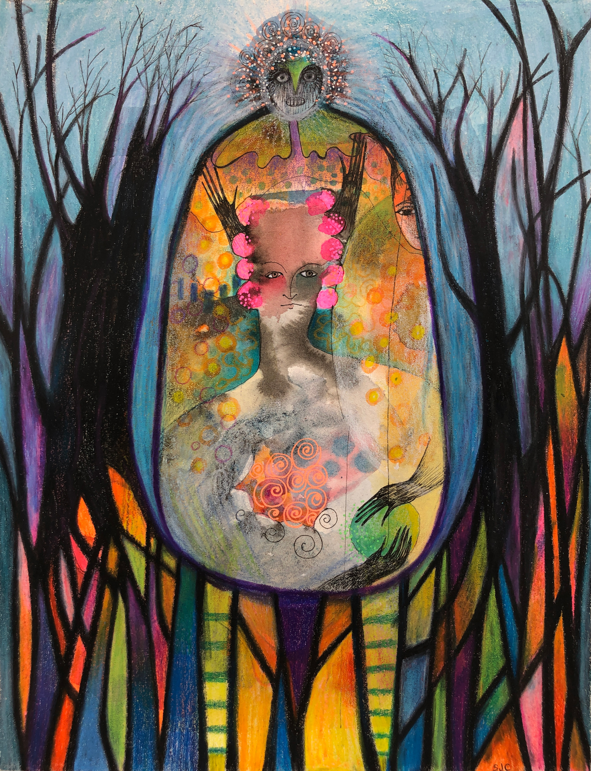 'Deep Down Within', watercolor, ink, carandache on paper, 10x8, $220 plus shipping