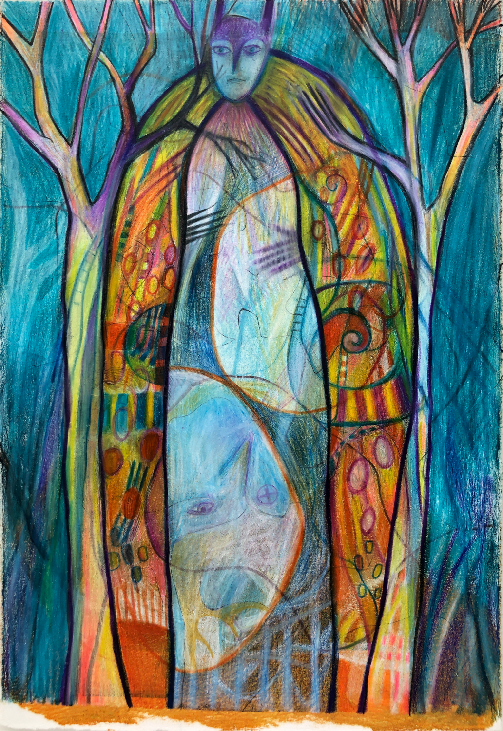 'Intuitive', watercolor, ink, carandache on paper, 11x7.5, $230 plus shipping