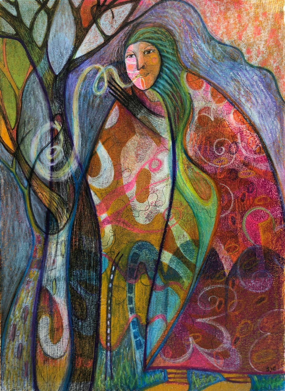 'Who Has Seen the Wind?', watercolor, ink, acrylic, carandache on paper, 11x7.5, $230 plus shipping